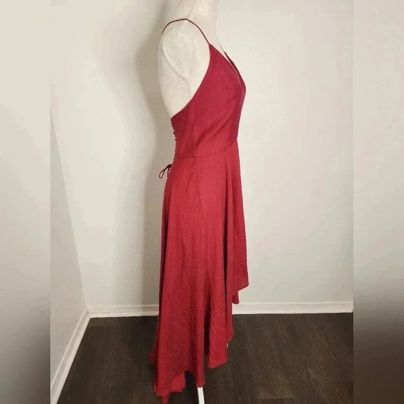 Nasty Gal Rule the Dance Floor Lace-up Dress size 8 NWT Wine Red - Picture 5 of 13